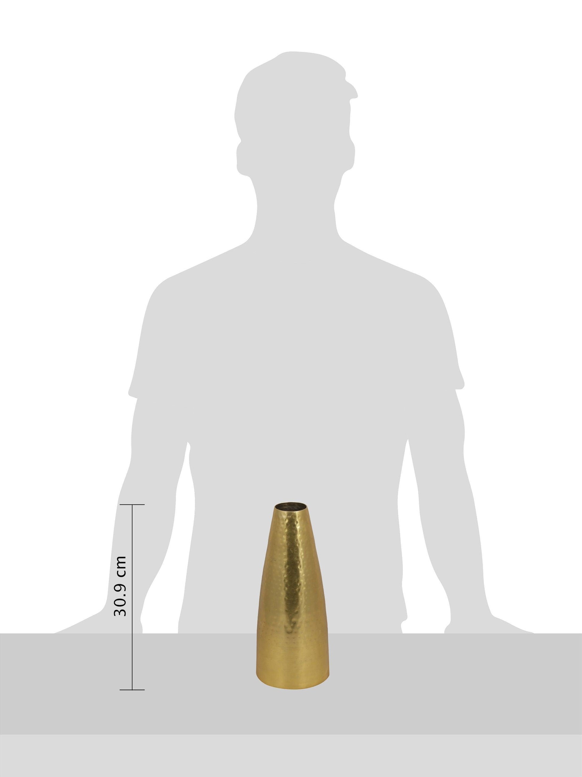 Buy Vase - Golden Vase For Home Decoration | Hammered Metal Flower Pot by House of Sajja on IKIRU online store