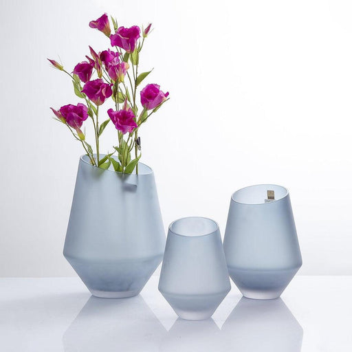 Buy Vase - Modern Diamond Shape Glass Vase | Grey Flower Pot For Table Decoration by Home4U on IKIRU online store