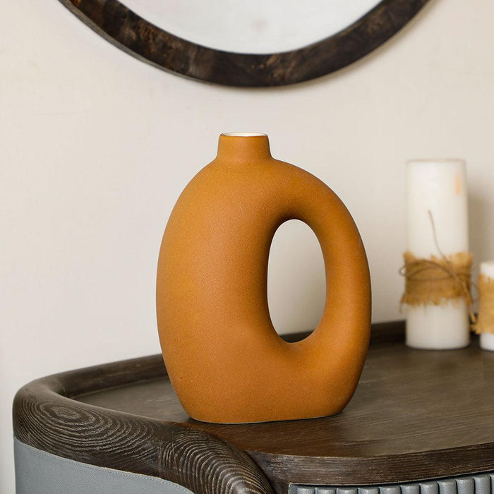 Buy Vase - Noah Ceramic Abstract Vase | Handmade Unique Brown Flower pot by Home4U on IKIRU online store