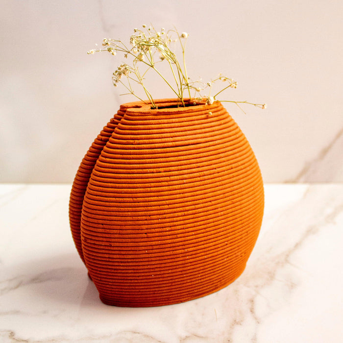 Buy Vase - Terracotta Double Over Vase | Decorative Flower Pot For Home & Table Decor by Byora Homes on IKIRU online store
