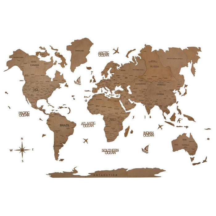 Buy Wall Art - 2D Wooden Wall Art Decor, World Map Decal, Aurous Gold by Wooden Art Studio on IKIRU online store