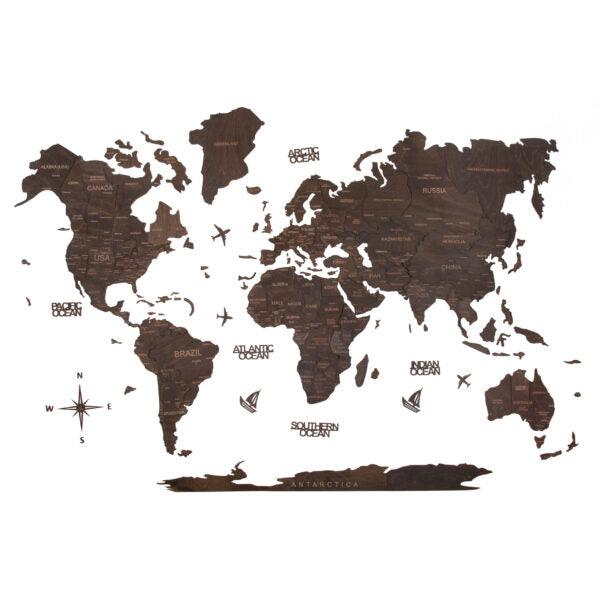 Buy Wall Art - 3D Wooden Wall Art Decor, World Map Decal, Jacobean by Wooden Art Studio on IKIRU online store