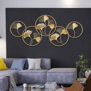 Buy Wall Art - Abstract Metal Wall Art Golden Flowers In Round Frames by Handicrafts Town on IKIRU online store