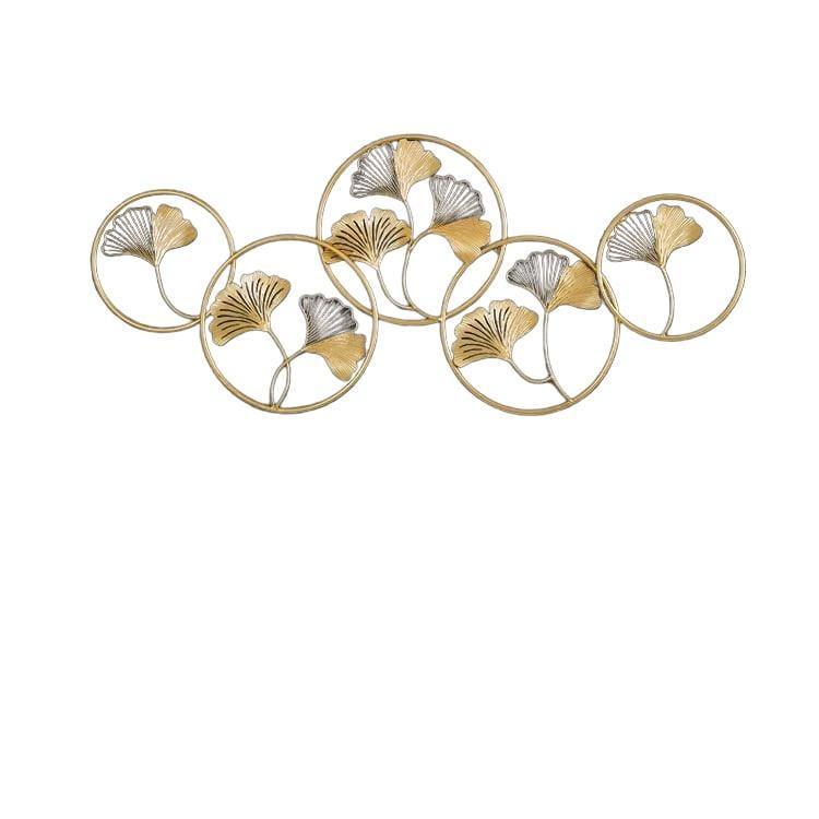 Buy Wall Art - Abstract Metal Wall Art Golden Flowers In Round Frames by Handicrafts Town on IKIRU online store