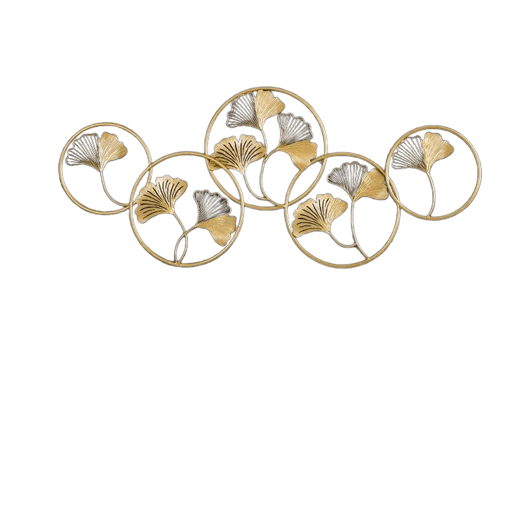 Buy Wall Art - Abstract Metal Wall Art Golden Flowers In Round Frames by Handicrafts Town on IKIRU online store