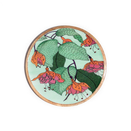 Buy Wall Art - Blooming Green Printed Wall Plate | Wooden Wall Decor Round Frame by Manor House on IKIRU online store