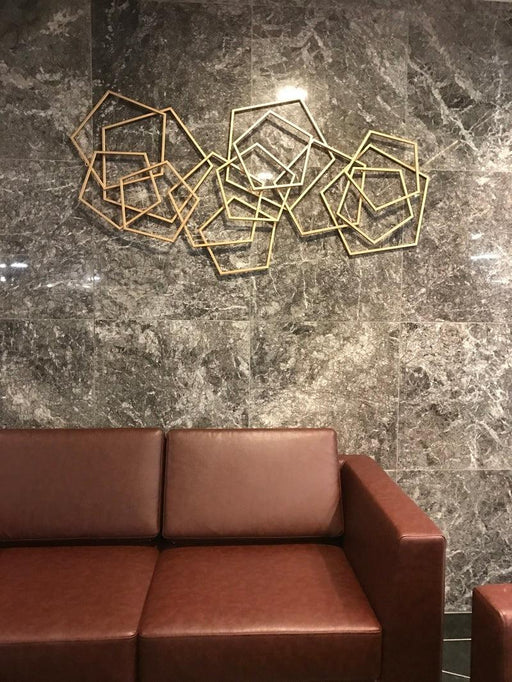 Buy Wall Art - Geometric Metal Golden Frame Wall Art For Living Room Bedroom Hotels & Office by Handicrafts Town on IKIRU online store