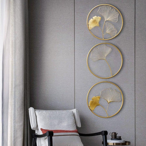 Buy Wall Art - Golden Metal Wall Art For Living Room, Bedroom | Set of 3 Round Frames by Handicrafts Town on IKIRU online store