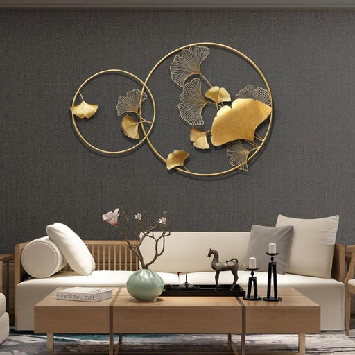 Buy Wall Art - Golden Metal Wall Art Hanging Golden Flowers In Round Frames by Handicrafts Town on IKIRU online store