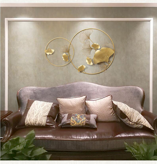 Buy Wall Art - Golden Metal Wall Art Hanging Golden Flowers In Round Frames by Handicrafts Town on IKIRU online store