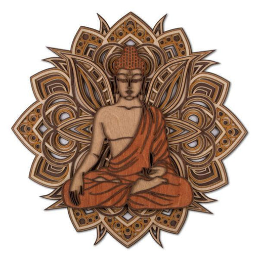 Buy Wall Art - Meditating Buddha Multi Layer Mandala | Wall Decor by Wooden Art Studio on IKIRU online store