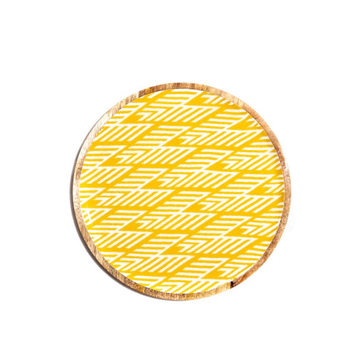 Buy Wall Art - Wooden Round Plate Wall Frame Decor Yellow Printed by Manor House on IKIRU online store