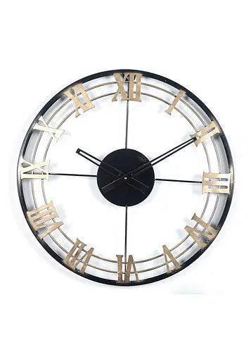 Buy Wall Clock - Beautiful Round Black & Gold Roman Number Wall Clock by Amaya Decors on IKIRU online store