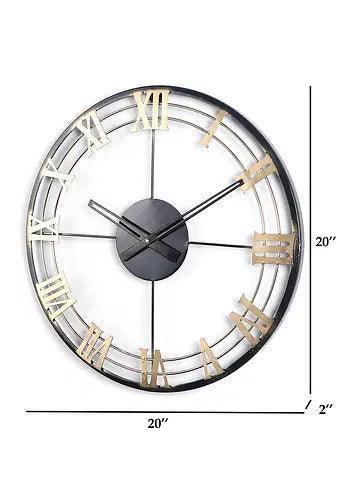 Buy Wall Clock - Beautiful Round Black & Gold Roman Number Wall Clock by Amaya Decors on IKIRU online store