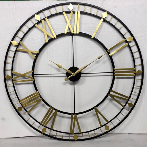 Buy Wall Clock - Black And Gold Powder Coated Metallic Wall Clock For Living Room by Zona International on IKIRU online store