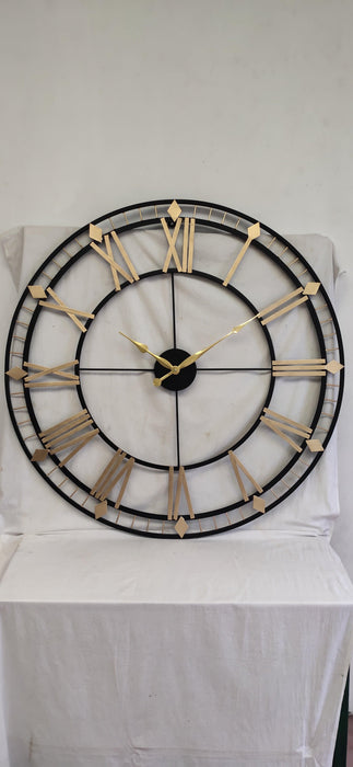Buy Wall Clock - Black And Gold Powder Coated Metallic Wall Clock For Living Room by Zona International on IKIRU online store