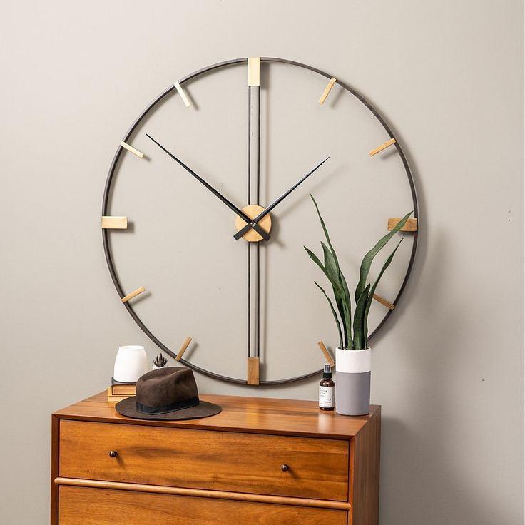 Buy Wall Clock - Black & Golden Metal Round Wall Clock For Home Interior Decoration by Handicrafts Town on IKIRU online store