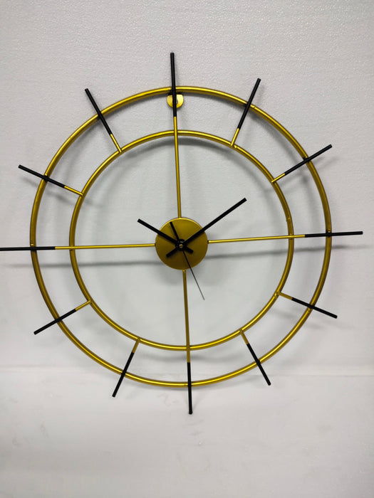 Buy Wall Clock - Black And Golden Metal Wheel Shaped Wall Clock For Home & Living Room by Zona International on IKIRU online store