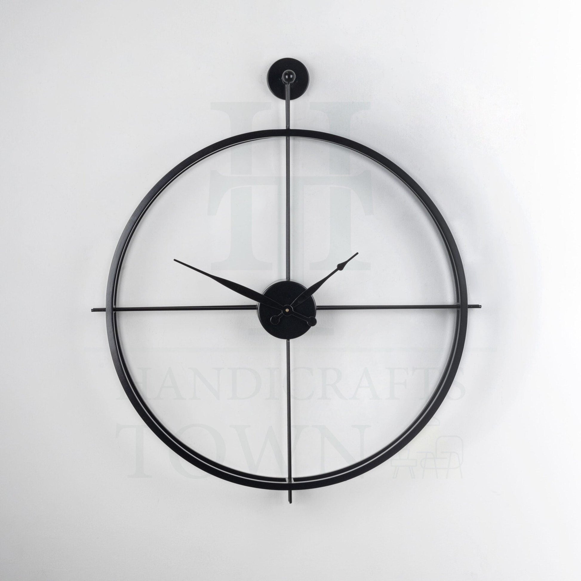 Buy Wall Clock - Black Metal Round Wall Clock Decor For Home Living Room Bedroom & Office by Handicrafts Town on IKIRU online store
