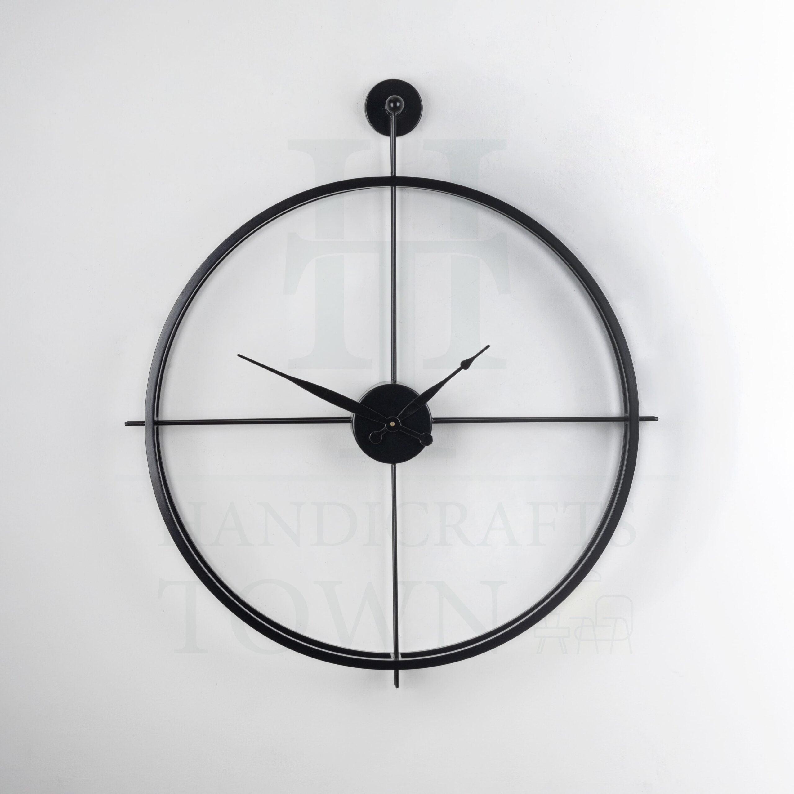 Buy Wall Clock - Black Metal Round Wall Clock Decor For Home Living Room Bedroom & Office by Handicrafts Town on IKIRU online store