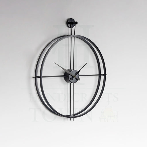 Buy Wall Clock - Black Metal Round Wall Clock Decor For Home Living Room Bedroom & Office by Handicrafts Town on IKIRU online store