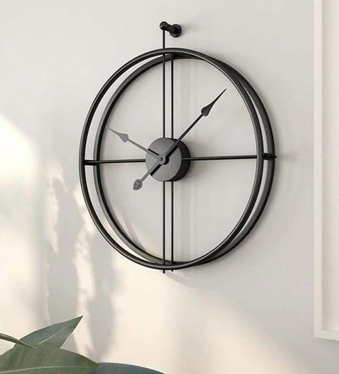 Buy Wall Clock - Black Metal Round Wall Clock Decor For Home Living Room Bedroom & Office by Handicrafts Town on IKIRU online store