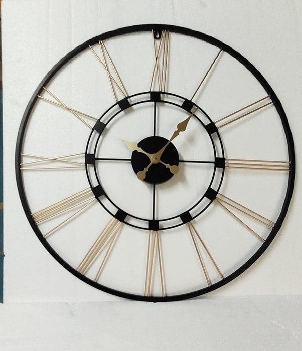 Buy Wall Clock - Decorative Golden And Black Metal Modern Round Wall Clock For Home by Zona International on IKIRU online store