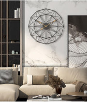 Buy Wall Clock - Geometric Metal Black and Golden Wall Clock for Living Room Office & Bedroom | 30 Inch Big Wall Clock by Handicrafts Town on IKIRU online store