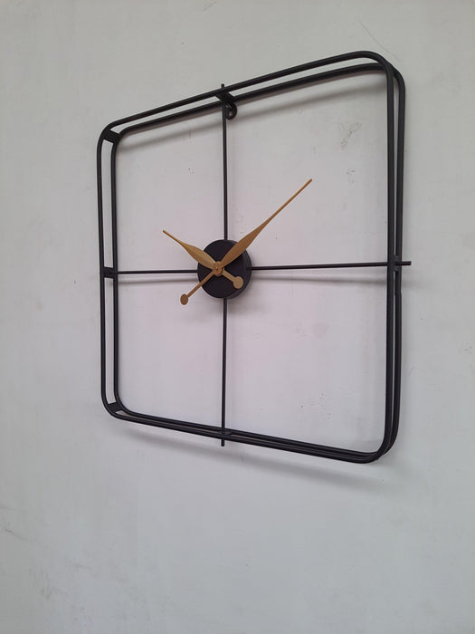 Buy Wall Clock - Golden And Black Metal Elegant Square Wall Clock For Living Room And Home by Zona International on IKIRU online store