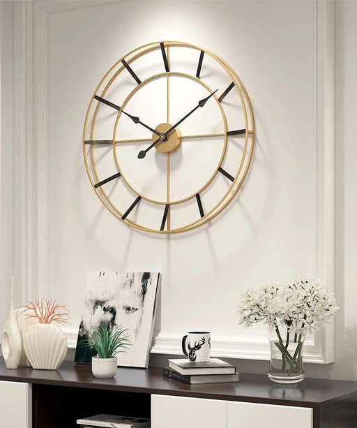 Buy Wall Clock - Round Wall Clock For Living Room, Office,Kitchen And Home | 24 Inch Golden Wall Clock by Handicrafts Town on IKIRU online store