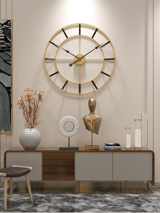 Buy Wall Clock - Round Wall Clock For Living Room OfficeKitchen And Home | 24 Inch Golden Wall Clock by Handicrafts Town on IKIRU online store