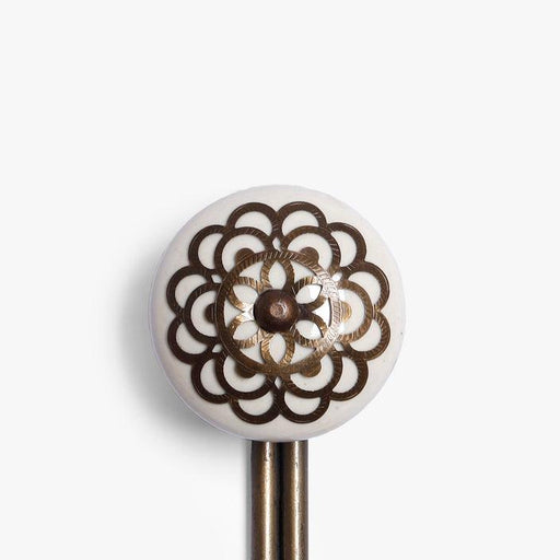 Buy Wall Hooks - White Filigree Ceramic & Metal Wall Hook For Clothes Keys and Home by Casa decor on IKIRU online store