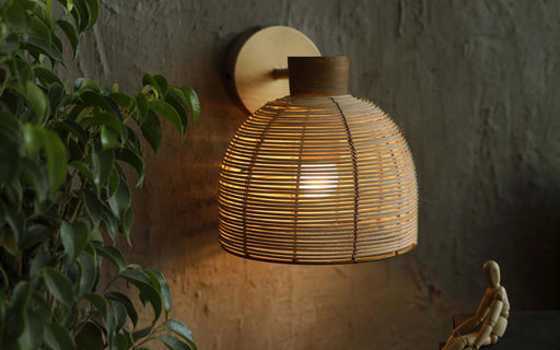Buy Wall Light - Henka Natural Cane & Iron Finish Scandinavian Wall Lamp Light For Home Decor by Orange Tree on IKIRU online store