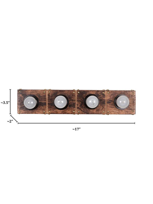 Buy Wall Light - Hollywood 4 in 1 Wooden Vanity Light with Golden Studs by Fos Lighting on IKIRU online store