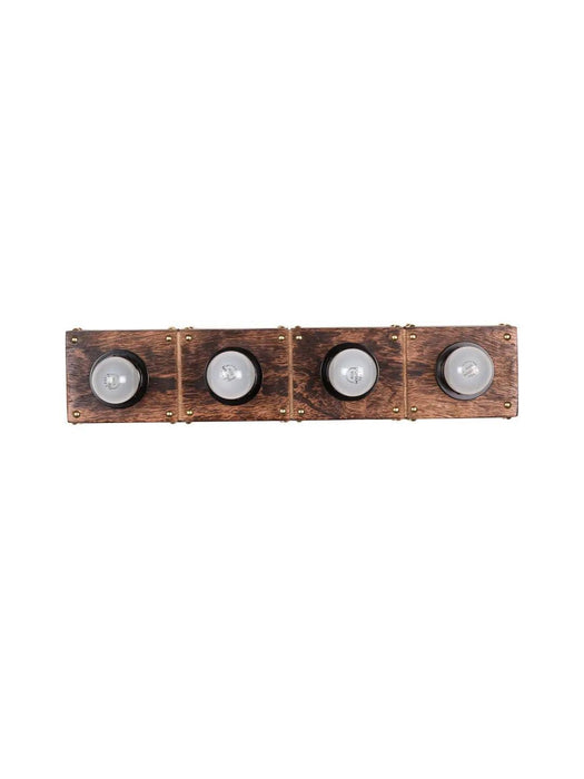 Buy Wall Light - Hollywood 4 in 1 Wooden Vanity Light with Golden Studs by Fos Lighting on IKIRU online store