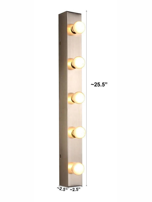 Buy Wall Light - Hollywood 5 in 1 Silver Steel Vanity Bar Light Holder with Golden Studs For Lighting & Decoration by Fos Lighting on IKIRU online store