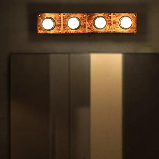 Buy Wall Light - Modern 4 in 1 Wooden Vanity Light Holder with Golden Studs For Lighting & Decoration by Fos Lighting on IKIRU online store