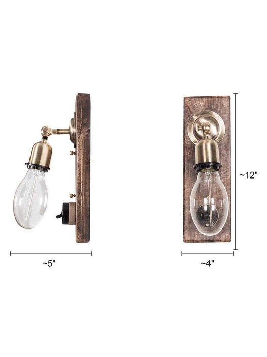 Buy Wall Light - Retro Switch Single Wall Sconce Lamp | Wood & Brass Night Wall Light For Home Decoration by Fos Lighting on IKIRU online store