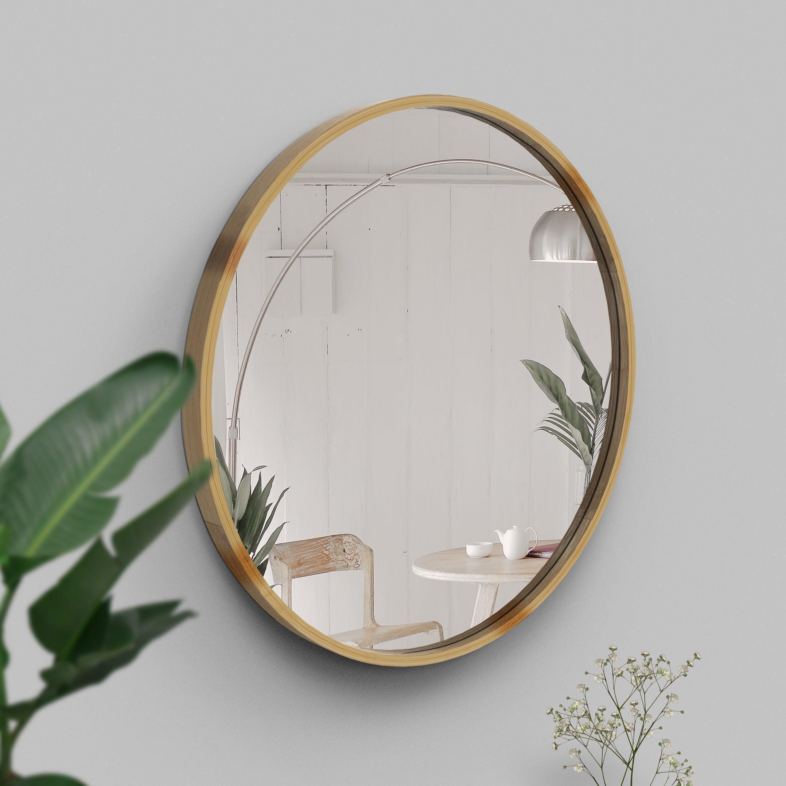 Buy Wall Mirror - Bamboo Mira Round Small Mirror | Circular Wall Mirror For Home Decor by Mianzi on IKIRU online store