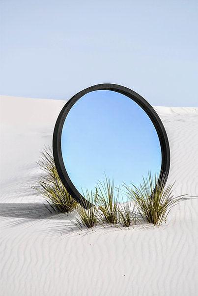 Buy Wall Mirror - Mira Black Round Wall Mirror | Circular Mirror For Home Decor by Mianzi on IKIRU online store