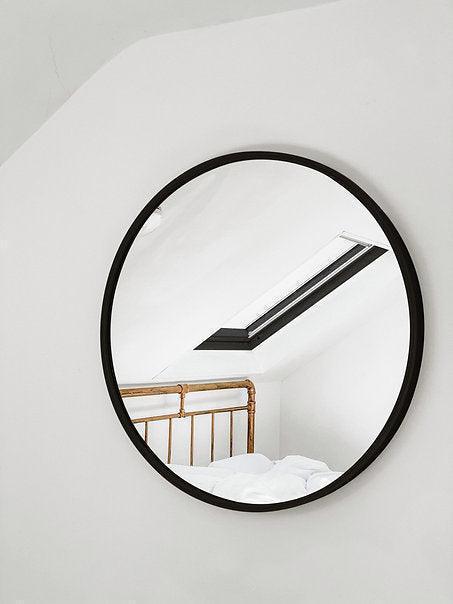 Buy Wall Mirror - Mira Black Round Wall Mirror | Circular Mirror For Home Decor by Mianzi on IKIRU online store