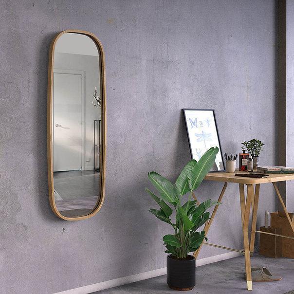 Buy Wall Mirror - Mira Squircle Large Wall Mirror | Rectangular Natural Bamboo Mirror For Home Decor by Mianzi on IKIRU online store