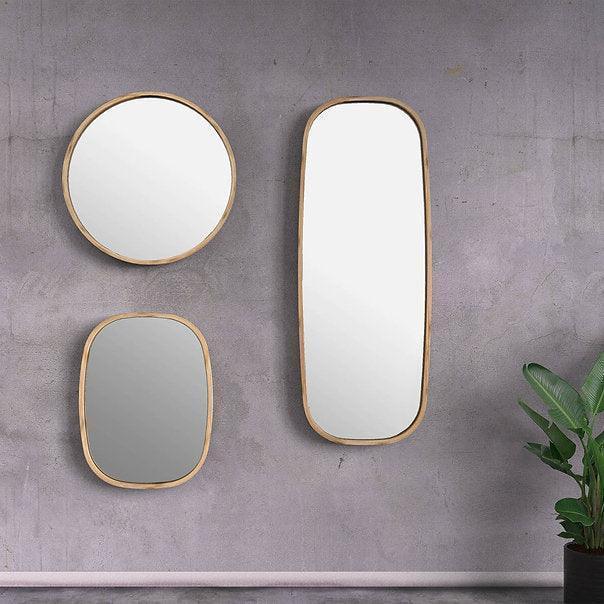 Buy Wall Mirror - Mira Squircle Large Wall Mirror | Rectangular Natural Bamboo Mirror For Home Decor by Mianzi on IKIRU online store